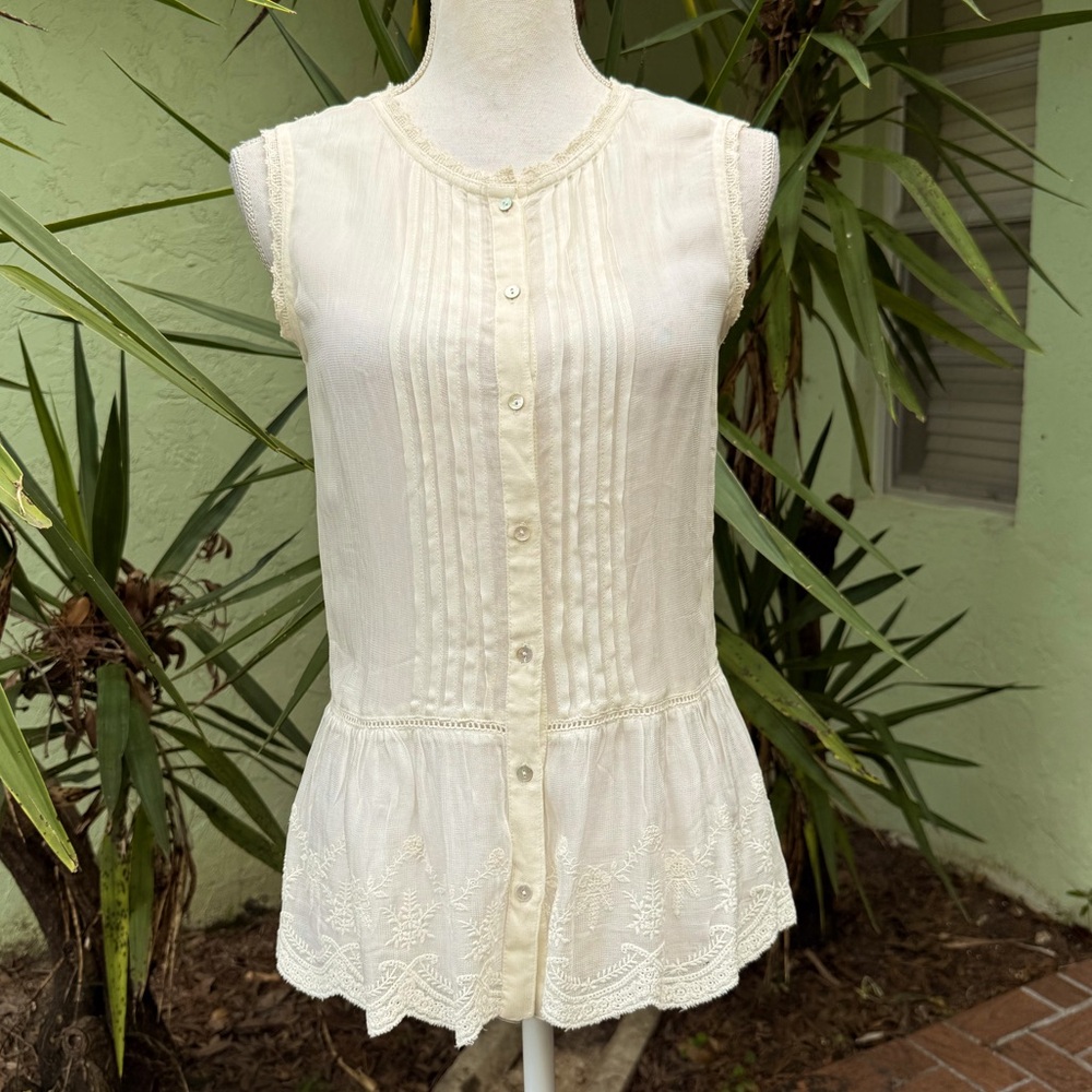 ZARA Sheer Sheer Button Down Top